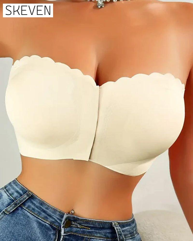 Nahtloser, trägerloser Bandeau-BH mit Vorderverschluss 