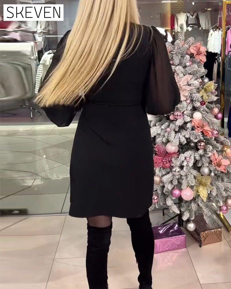 Temperament Splicing Slit Party Dress