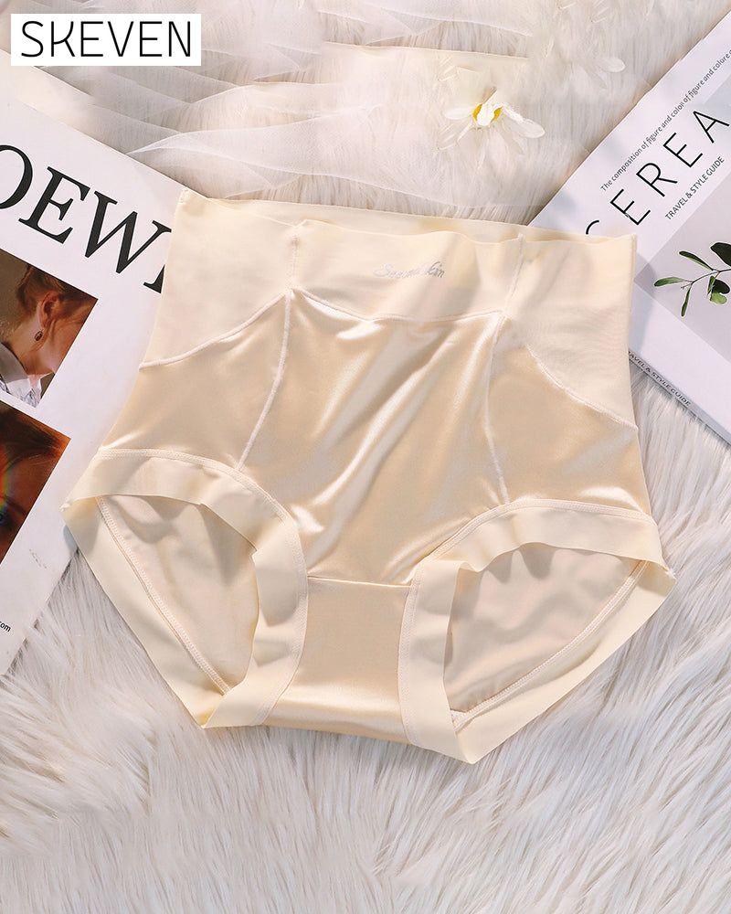 Women's High Waist Ice Silk Satin Seamless Sexy Hip Lift Tummy Control Panties