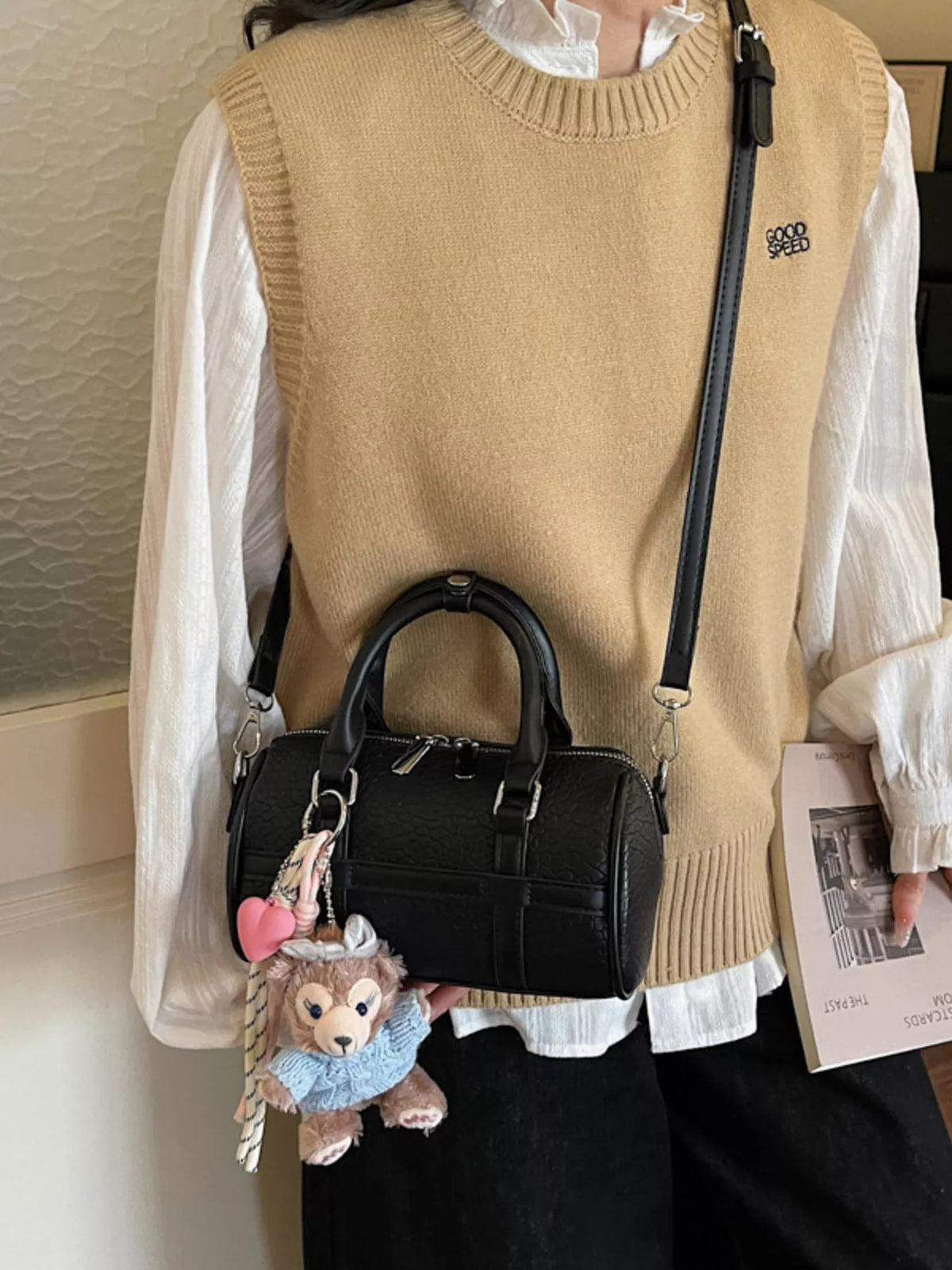 Textured Barrel Crossbody Bag