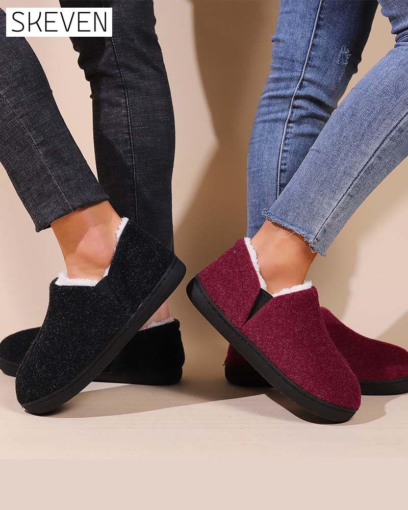Plush solid color all-inclusive flat shoes