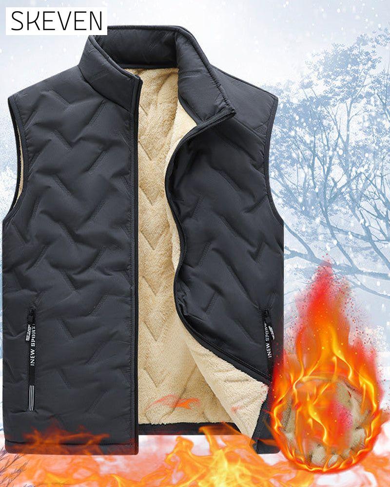 Unisex Winter Warme Lässige Ärmellose Steppweste mit Fleecefutter