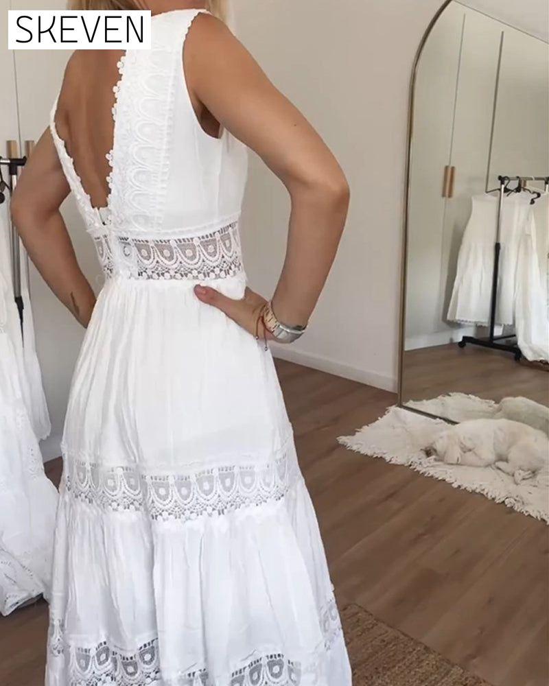 Lace V-neck tank dress