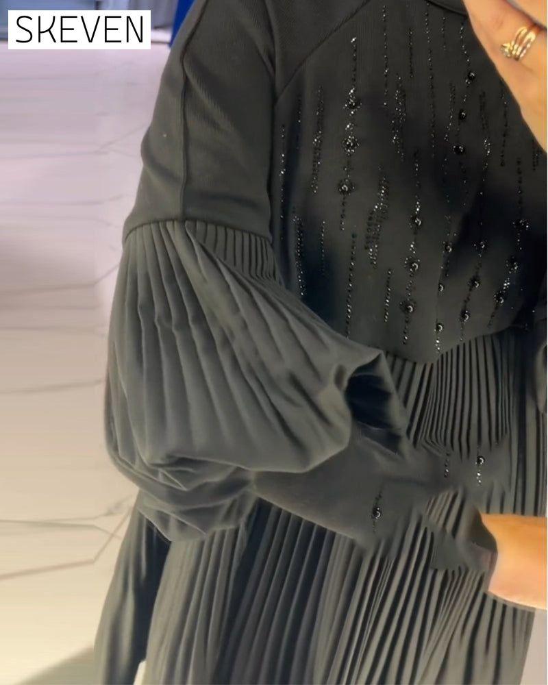 Balloon sleeve stand collar dress 2023 f/w 23BF casual dress