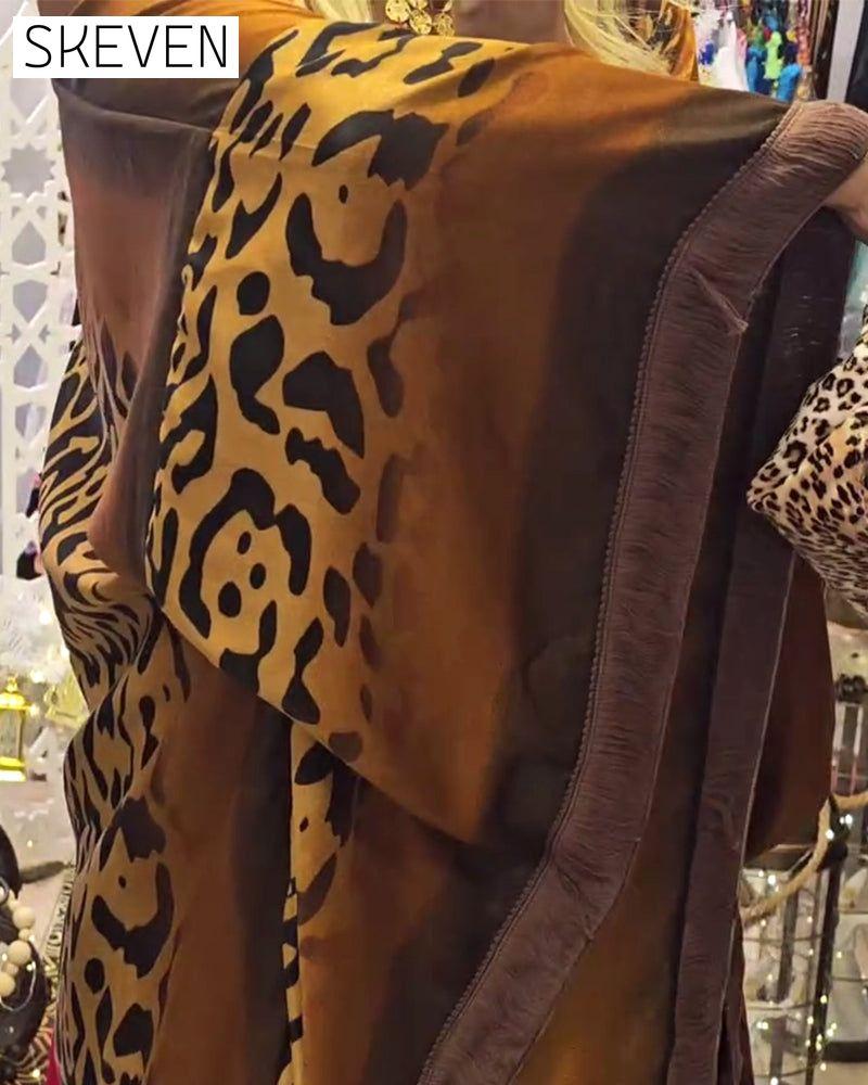 Batwing Sleeve Leopard Print Coat