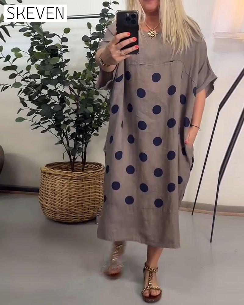 Lockeres, lässiges Kleid mit Polka-Dot-Muster