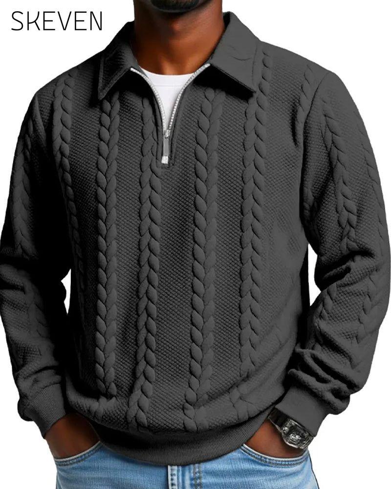 🔥Special Offers - Men's Casual Half-Zip Cable Knit Pullover