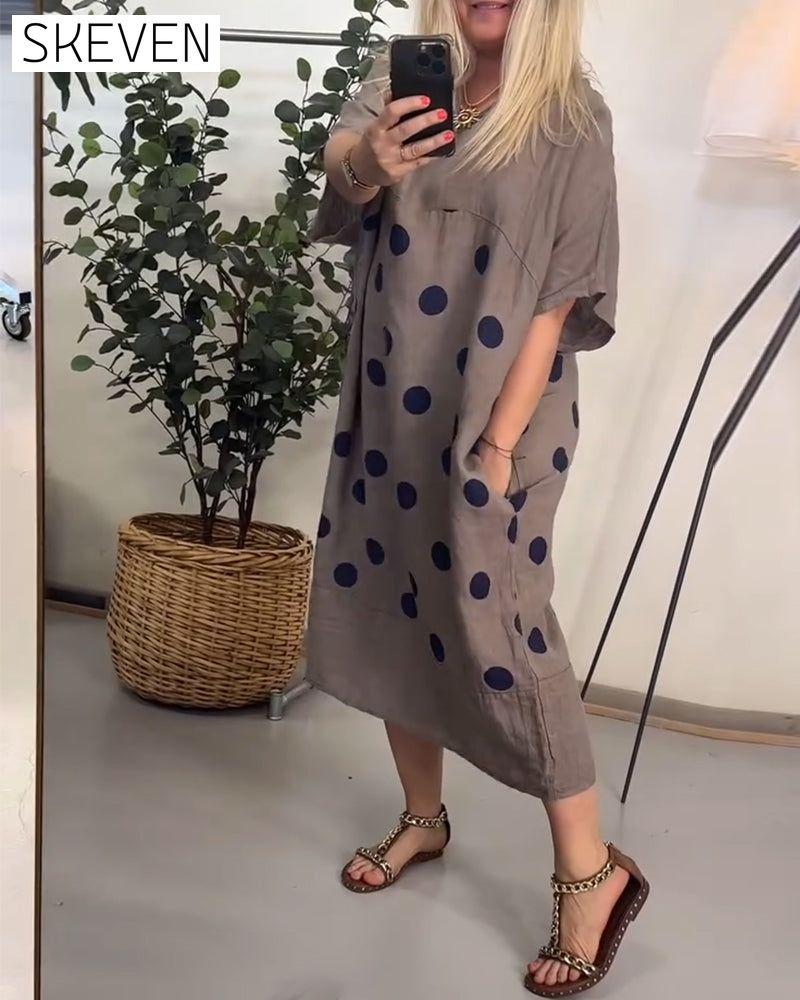 Lockeres, lässiges Kleid mit Polka-Dot-Muster
