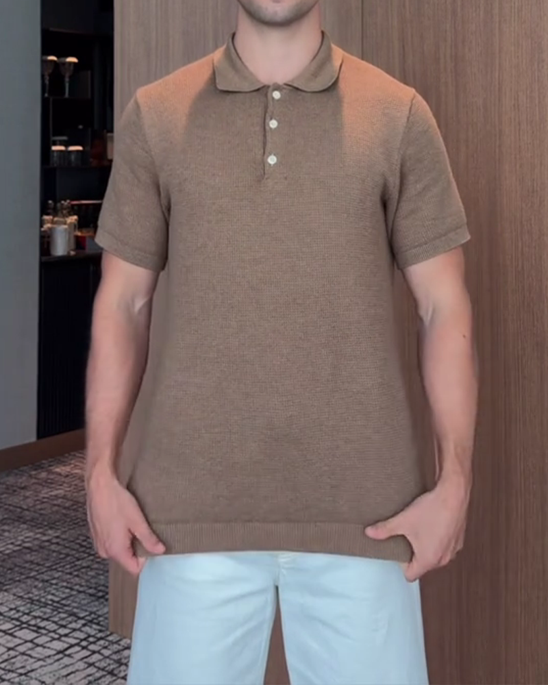 Men's Loose-Fit Casual Polo-Collar T-Shirt