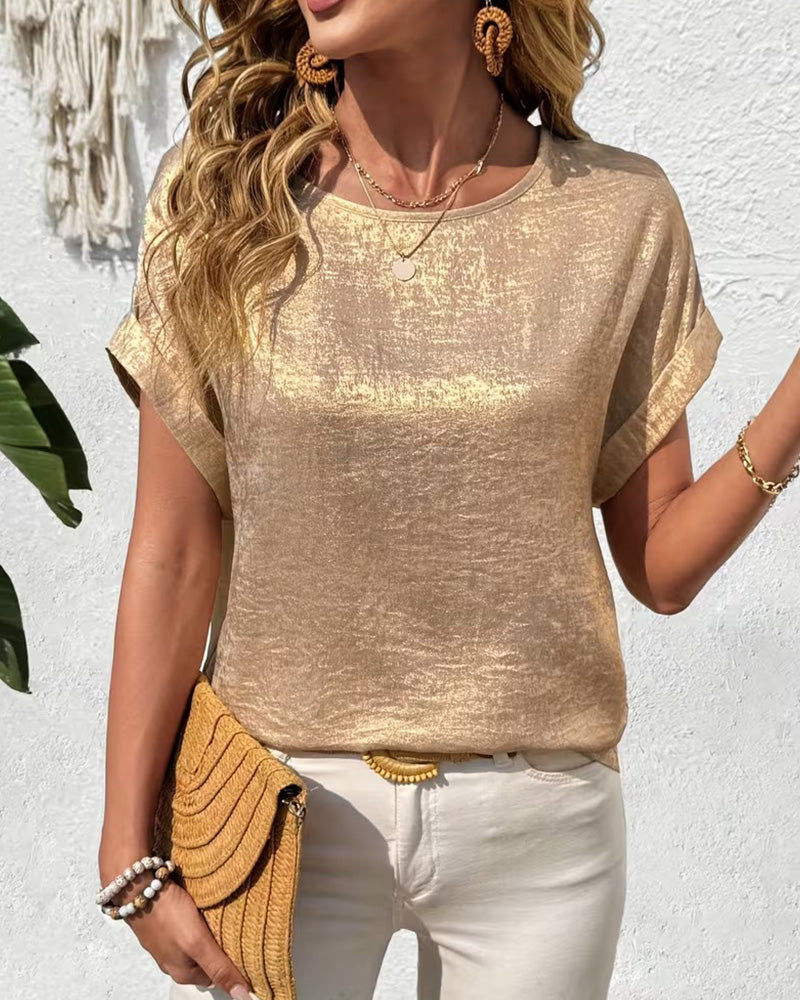 Solid Color Short-Sleeved Loose T-Shirt