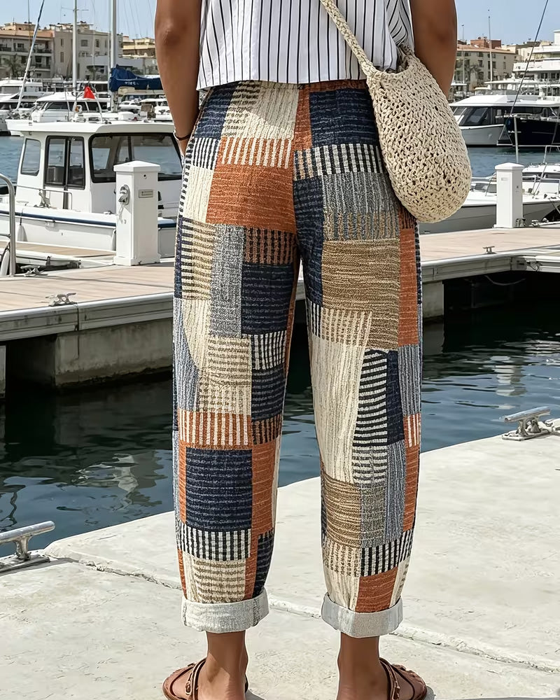 Line Contrast Casual Pants