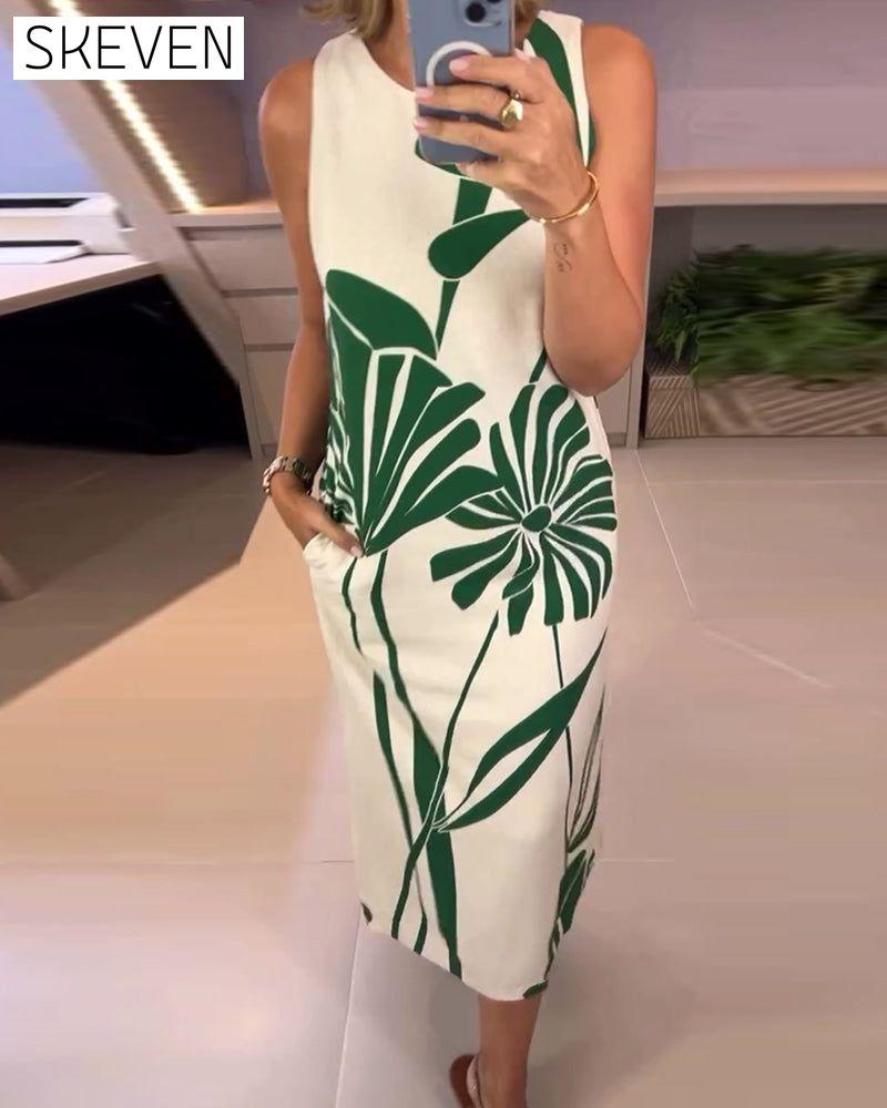 Summer sleeveless printed dress casual dresses summer