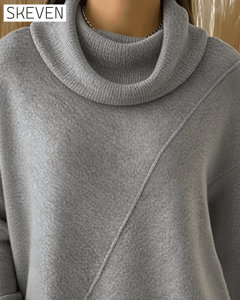 Asymmetrical Cowl Neck Pullover