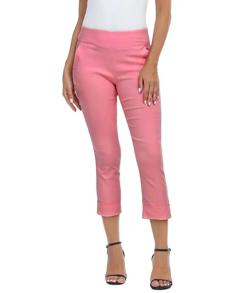 Rolled Hem Cropped Casual Pant