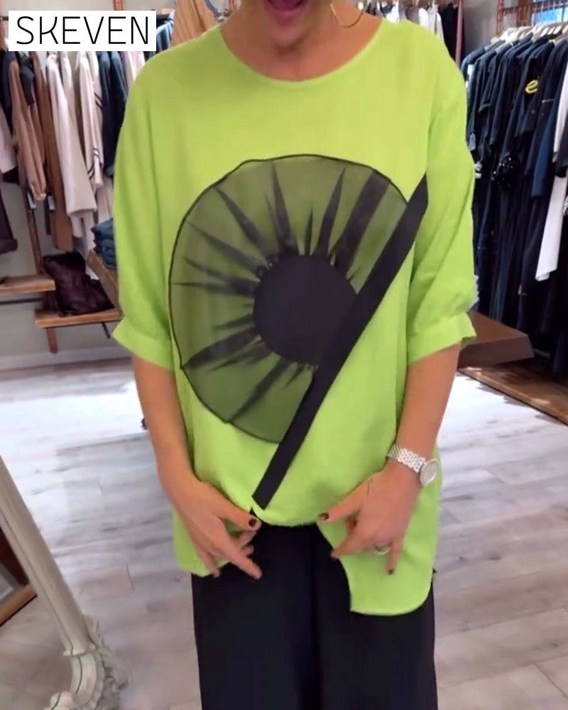 Kurzarm-Freizeit-T-Shirt mit Blumenmuster