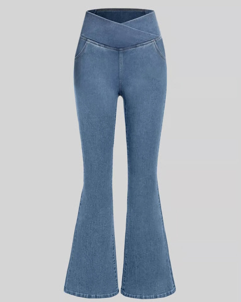 High Stretch Fashion Pocket Flare Pants