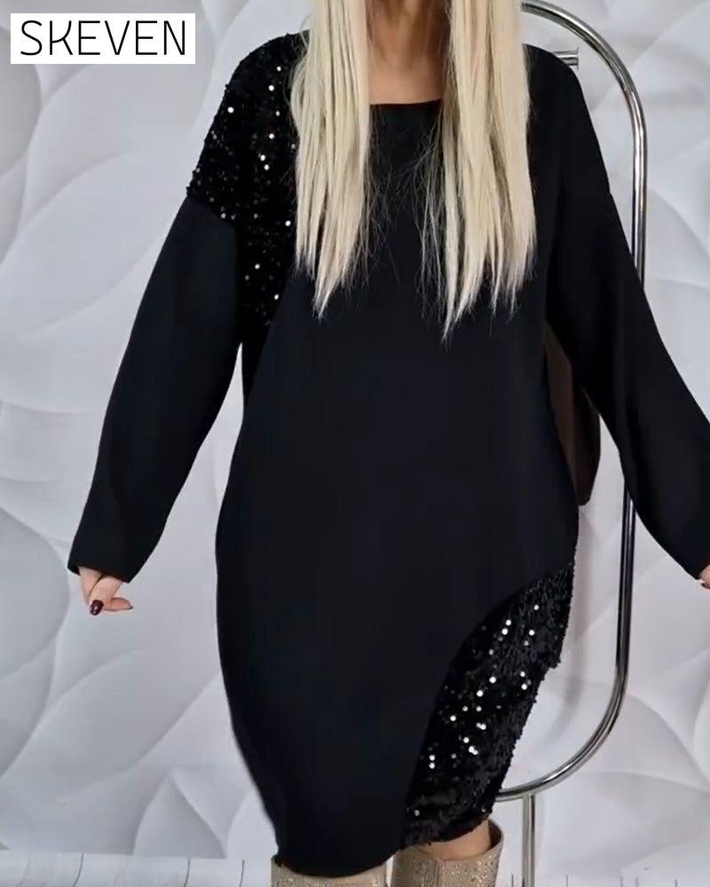 Paillettenkleid mit Rundhalsausschnitt