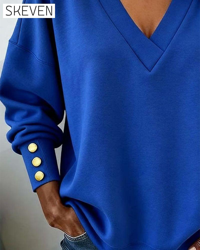 Stylish V-Neck Horseshoe Sleeve Top