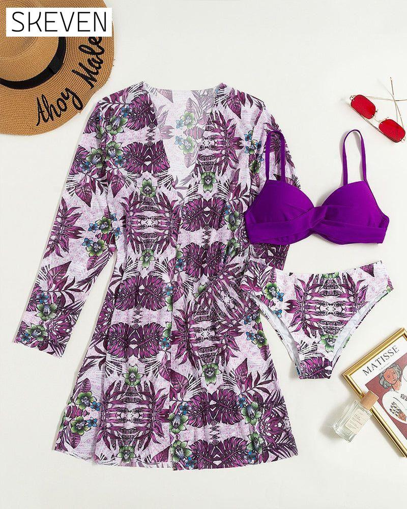 Split three piece bikini 23BF Bikinis Clothes Cover-Ups Summer Swimwear
