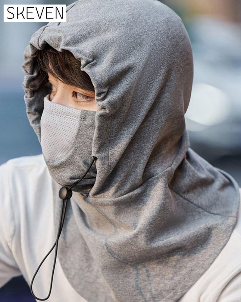 Hooded face mask with neck warmer for cycling