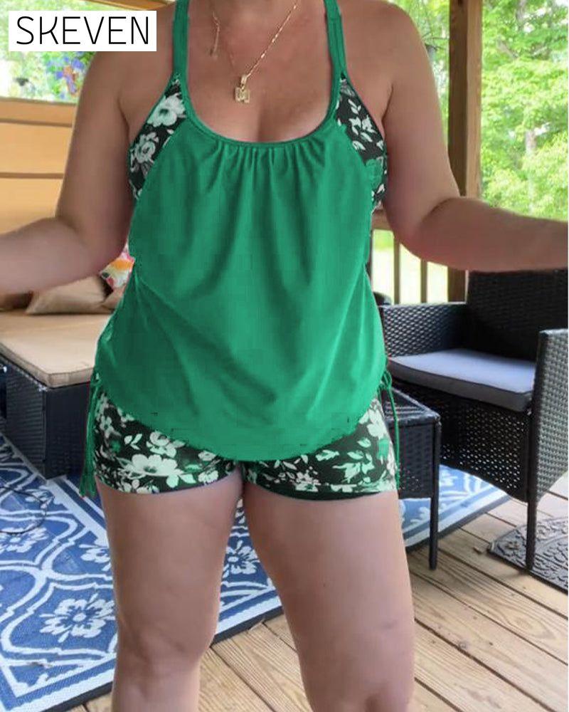 Printed Suspender Boxer Swimsuit