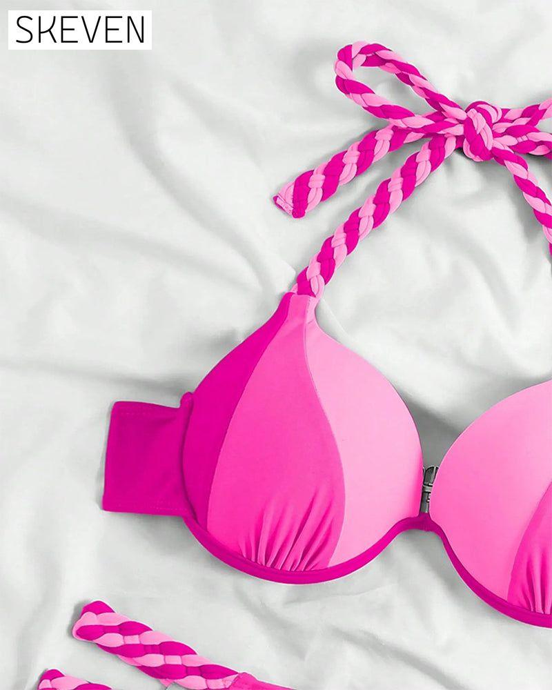 Ensemble bikini dos nu colorblock