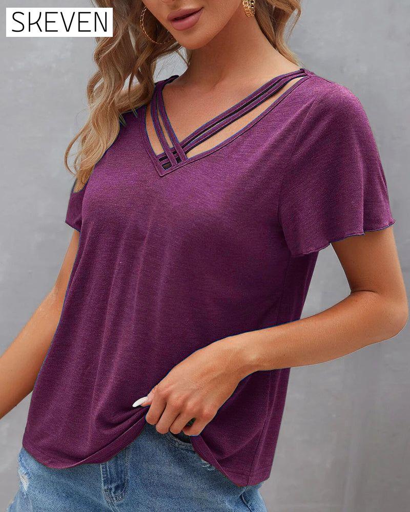 einfarbiges T-Shirt mit Cut-Outs
