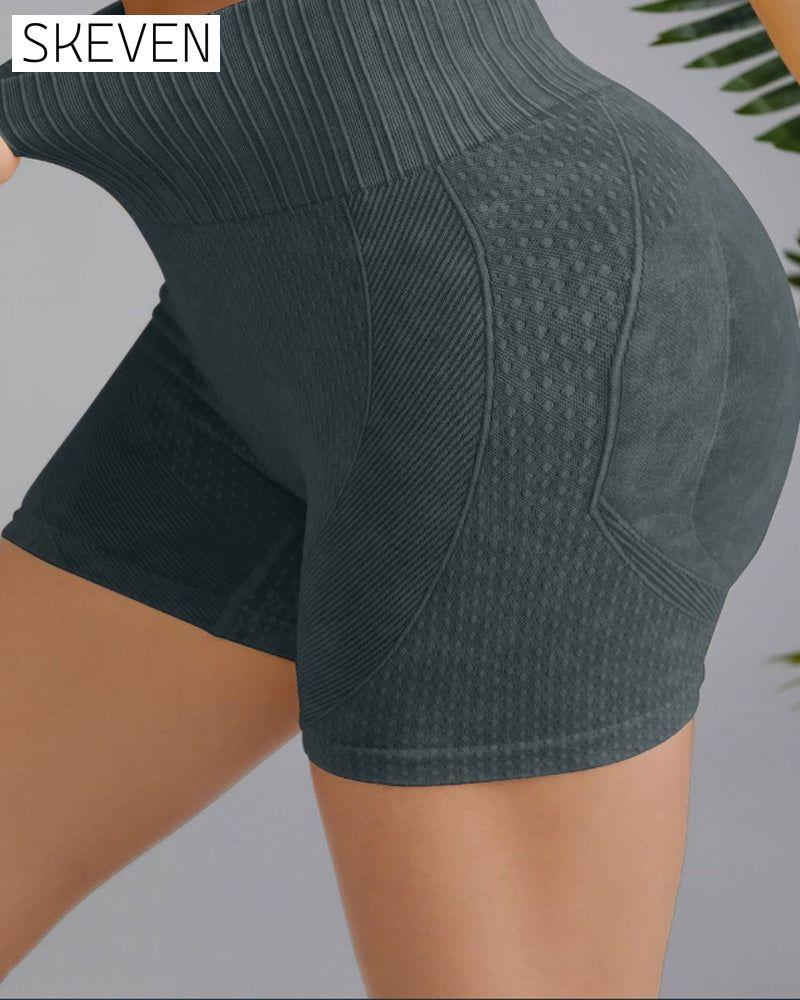Simple solid color high waist hip shorts