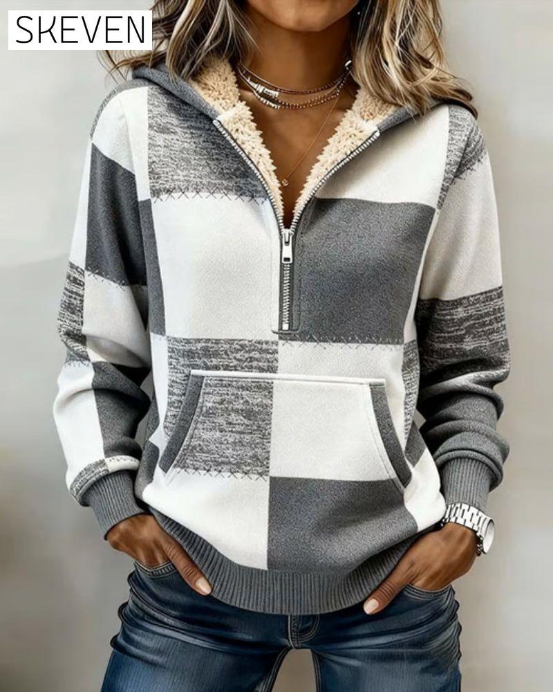 Fashionable Half-Zip Printed Hoodie