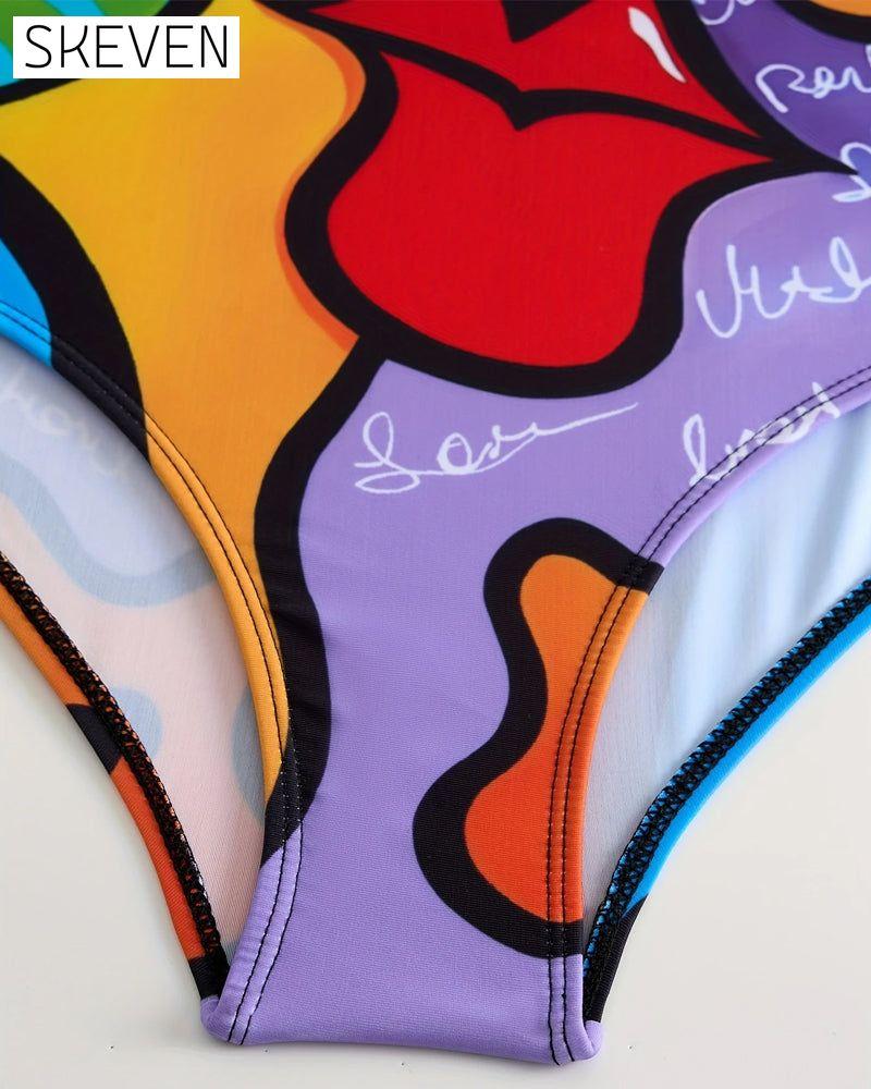 Sleeveless Printed One-Piece Swimsuit