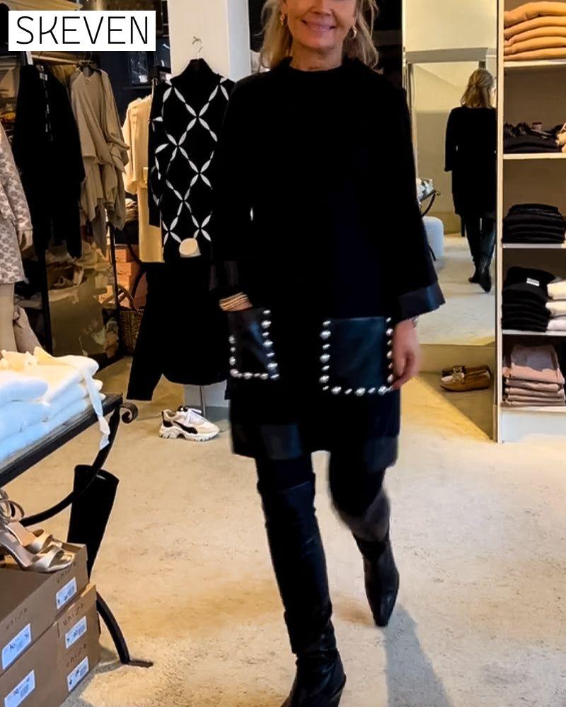 Lässiges Kleid mit Rundhalsausschnitt und Taschen