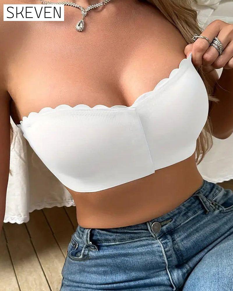 Nahtloser, trägerloser Bandeau-BH mit Vorderverschluss 