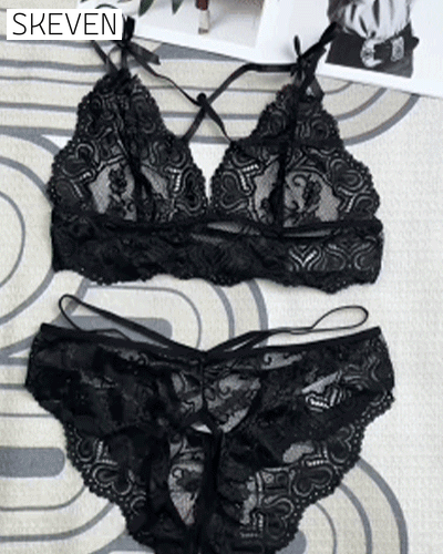 Sexy Dessous-Set – Bralette mit hohler Schleife und offener Slip