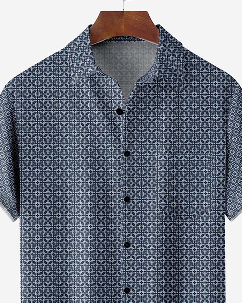 Lapel All-Over Print Small Geometric Shirt