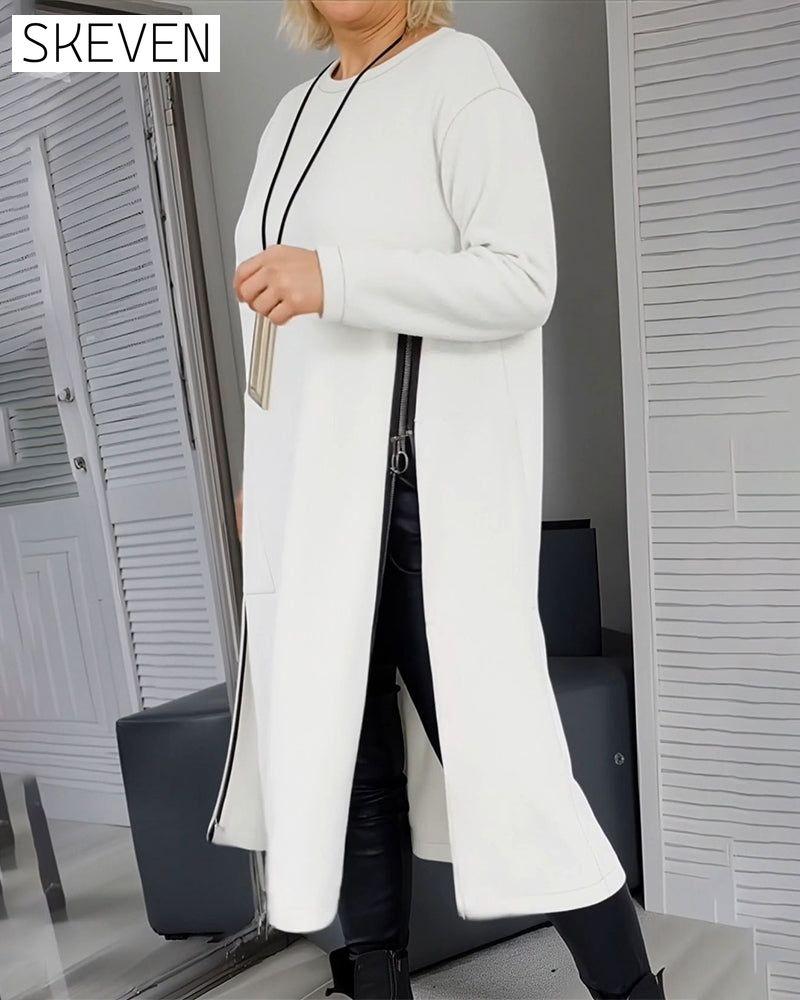 Stylish Large Pocket Zipper Design Dress
