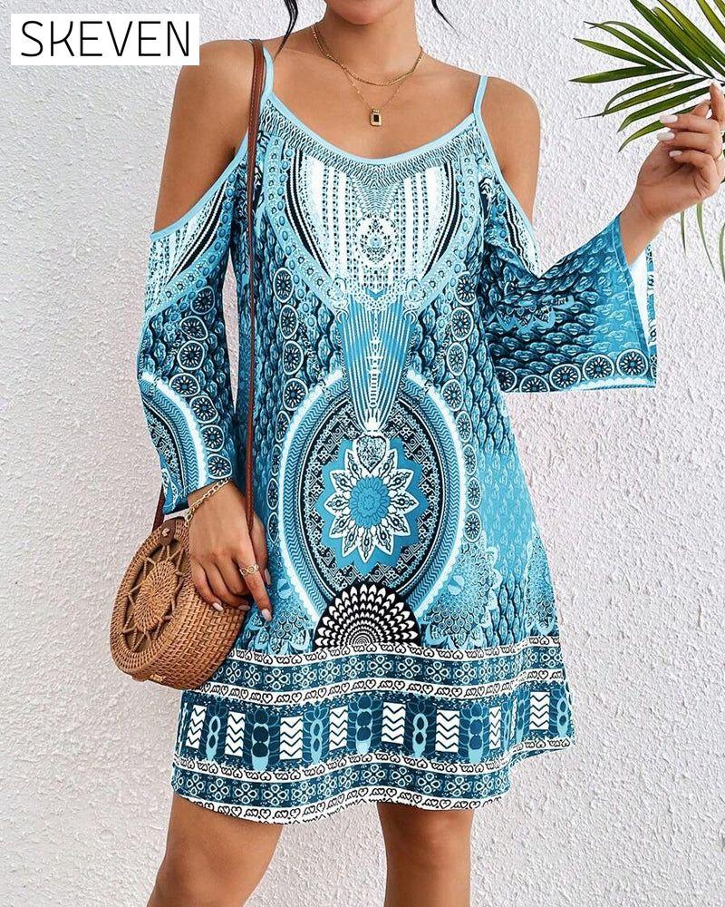 Strapless Off-the-shoulder Printed Shift Dress