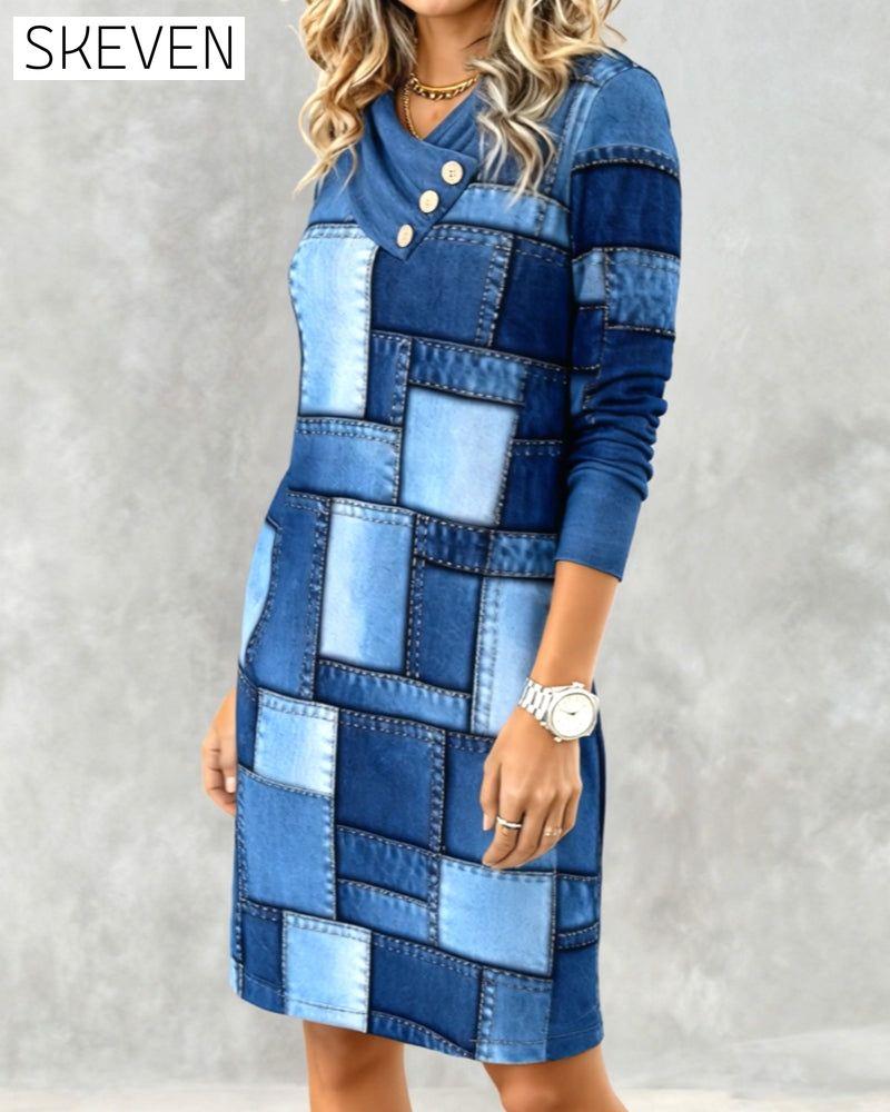 Robe imprimée tendance à col foulard