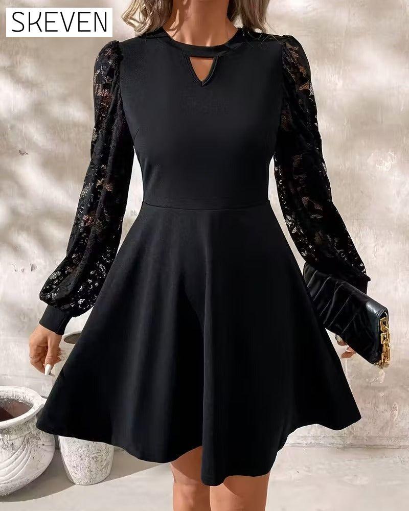 Robe trapèze à dentelle tendance