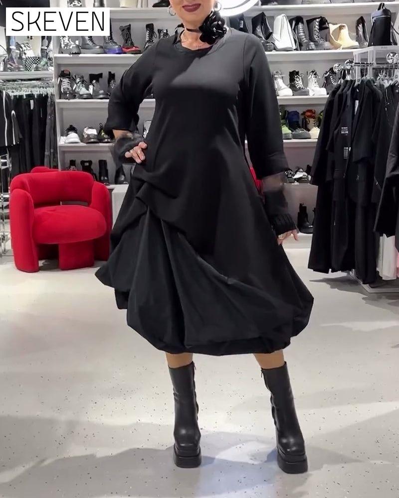 Solid Color Fashionable Patchwork Dress