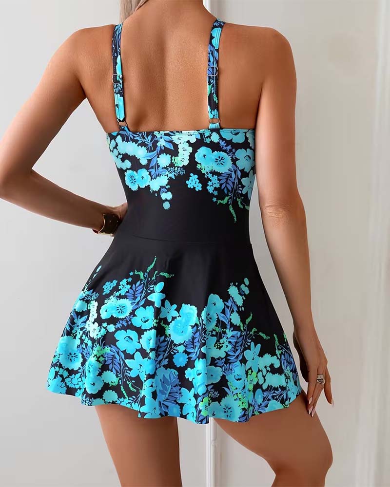 Positional Print Tie-Front One-Piece