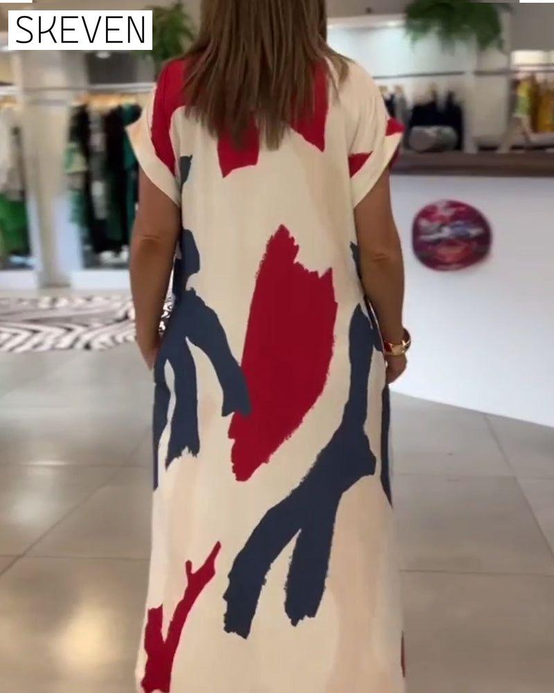 Short-Sleeved Printed Dress