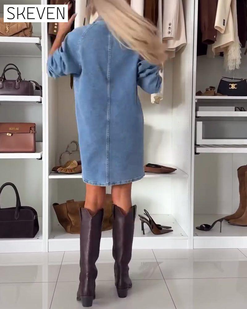 Locker geschnittenes Kleid mit Dreiviertel-Raglanärmeln