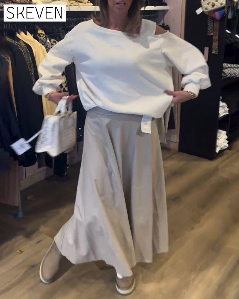 Cold Shoulder Simple Sweatshirt