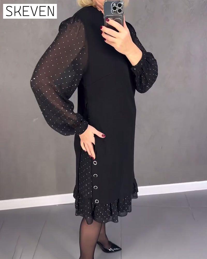 Langärmeliges Kleid mit Polka-Dots