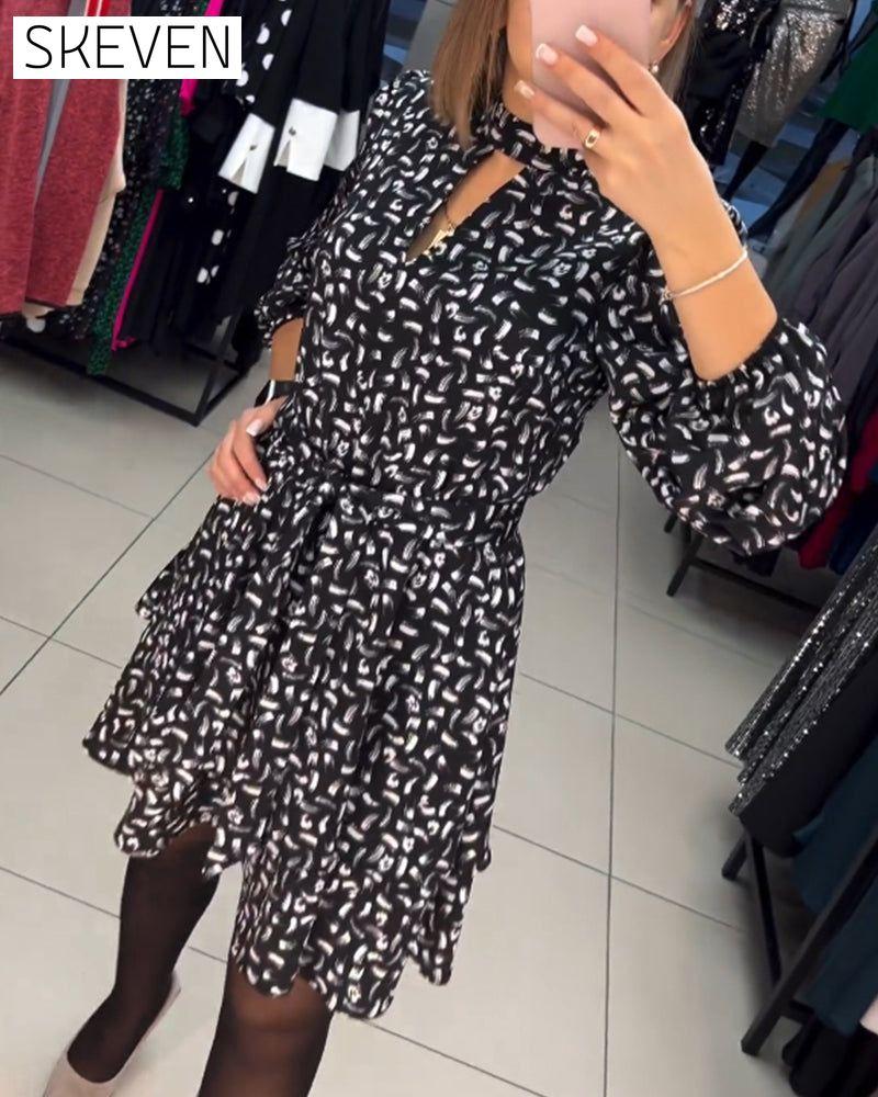 Elegant printed cutout dress