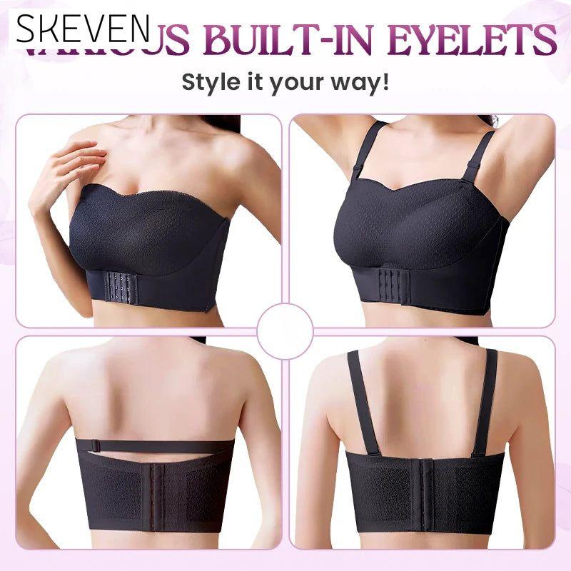 Non-Slip Comfort Strapless Push-Up Bra with Front Buckle