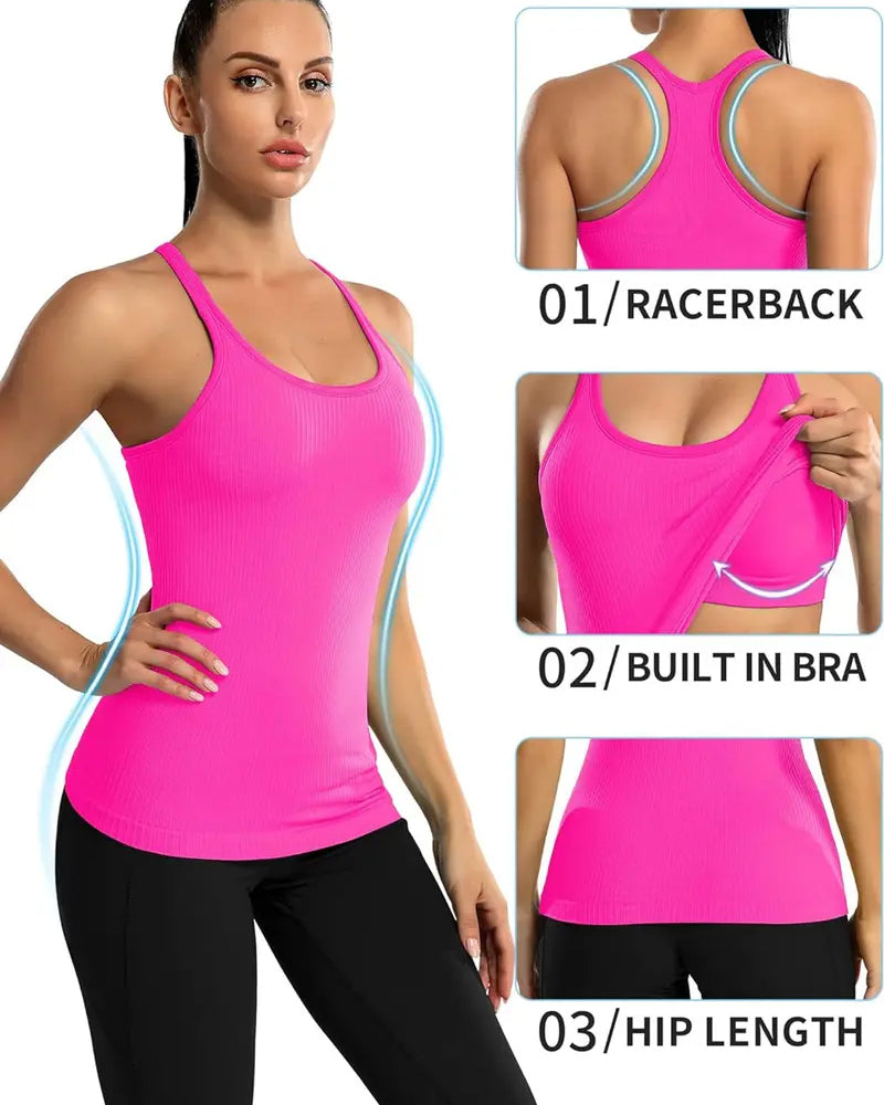 Built-in bra racerback tank top