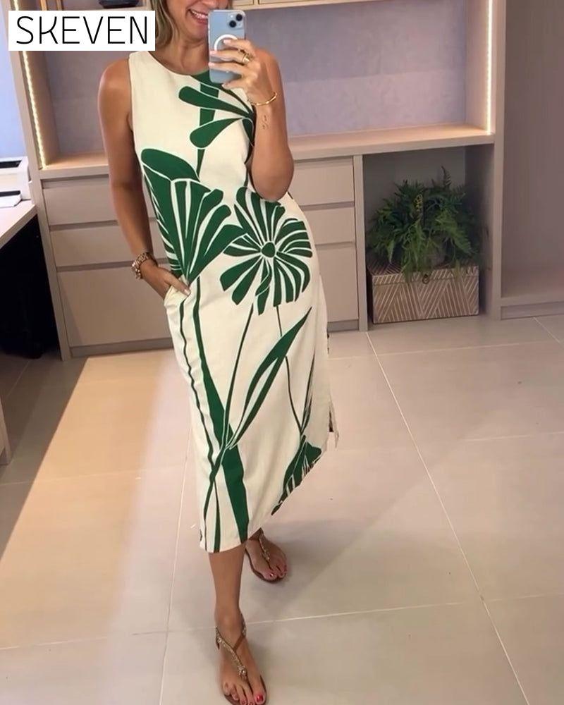Summer sleeveless printed dress casual dresses summer