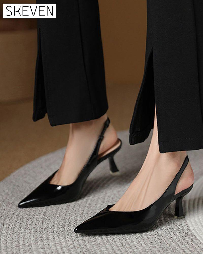 einfarbige, elegante, spitze High Heels