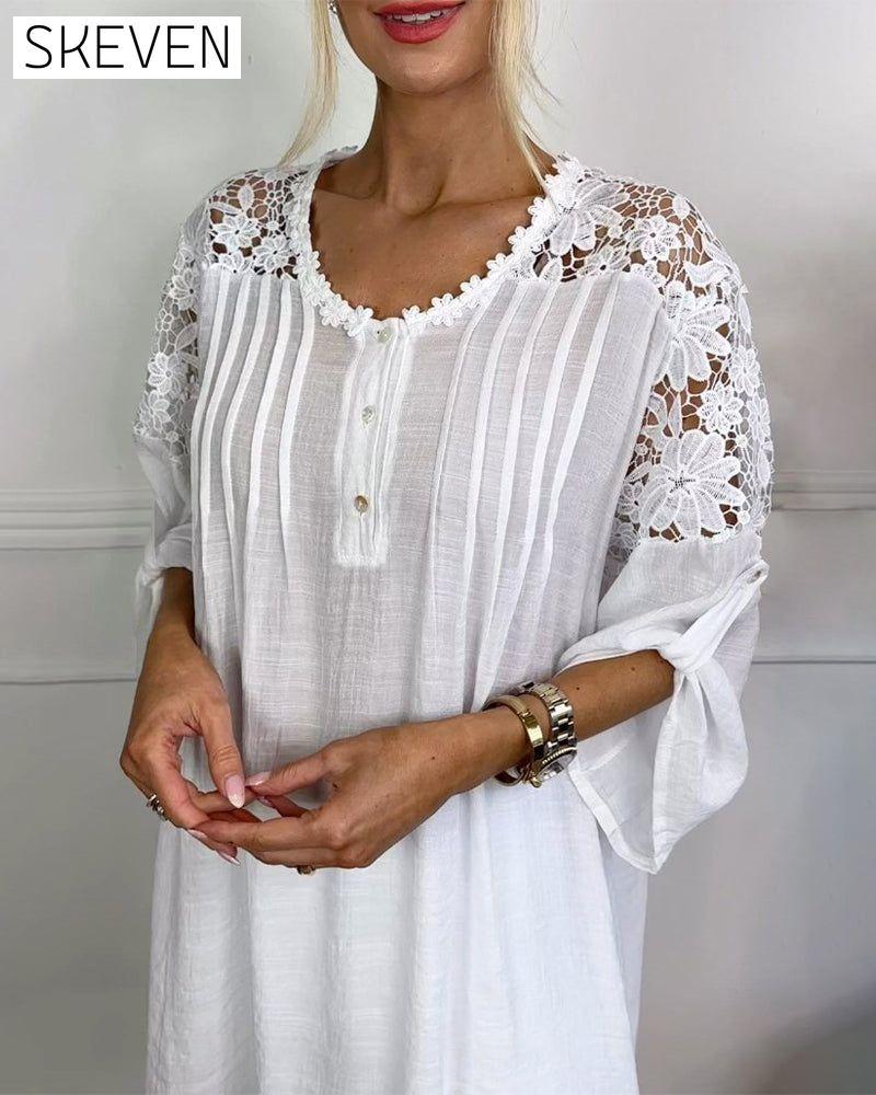 Pressed lace hollow casual blouse blouses & shirts spring summer